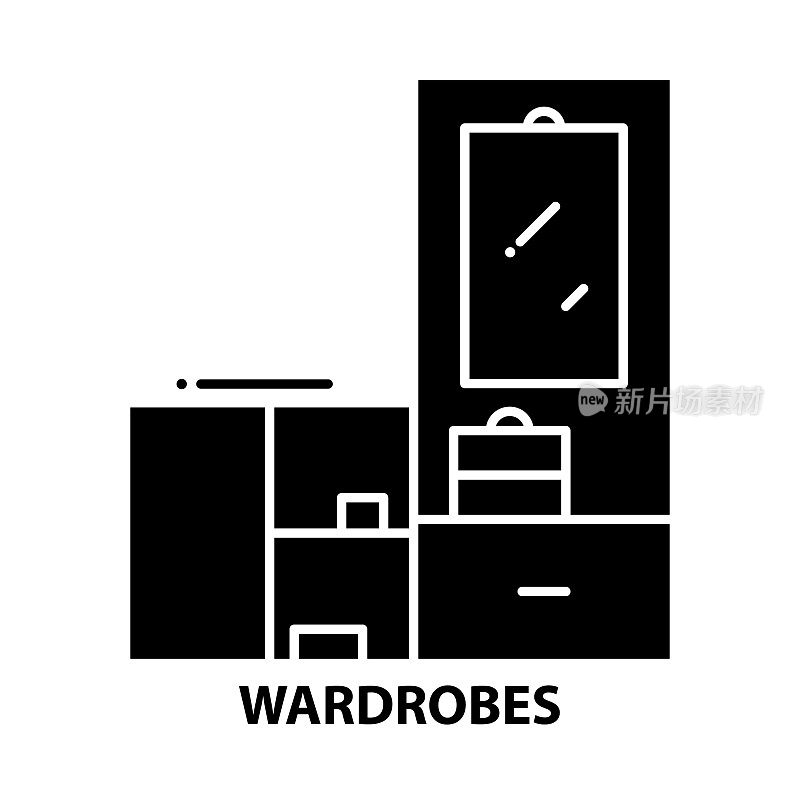 wardrobes icon, black vector sign with editable strokes, concept illustration